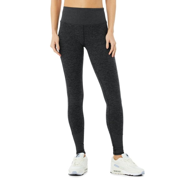 Alo Yoga 7/8 High Waist Lounge Leggings Ribbed Cuff Heather Gray XSmall - Picture 1 of 10